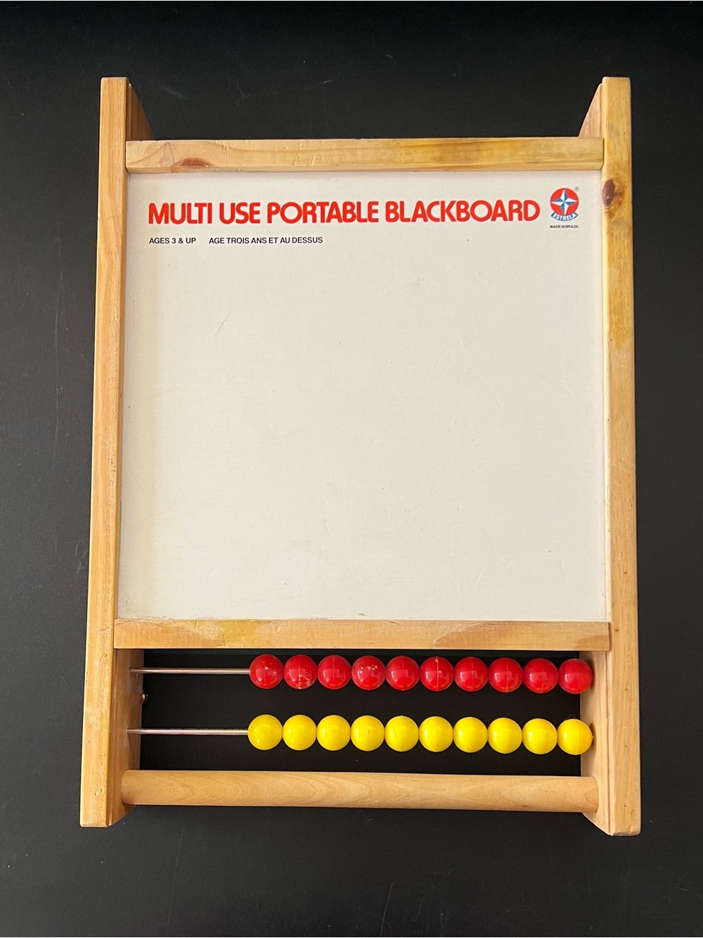 Rare Multi-Use Kids Blackboard with Red & Yellow Abacus Beads